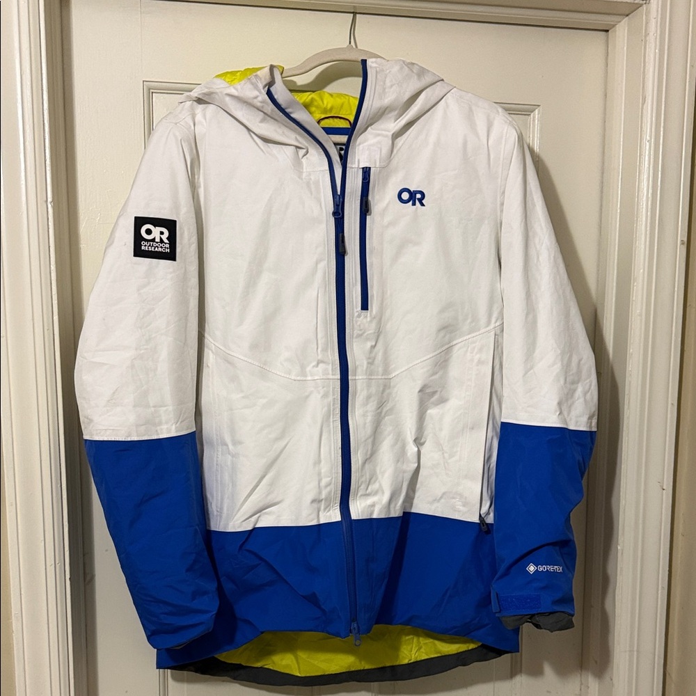 Outdoor Research White and Blue Womens Ski Jacket size L